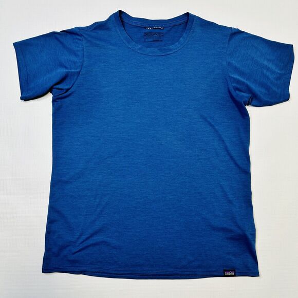 Patagonia Shirt Womens Small Blue Moisture Wicking Tee Shirt Trail Run - Picture 1 of 8